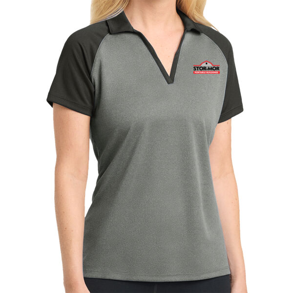 Sport-Tek® Ladies PosiCharge® RacerMesh® Raglan Heather Block Polo Thumbnail