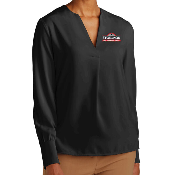 Brooks Brothers® Women’s Open-Neck Satin Blouse Thumbnail